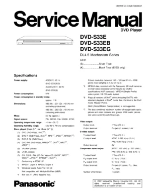 Panasonic dvd s33 service manual cover