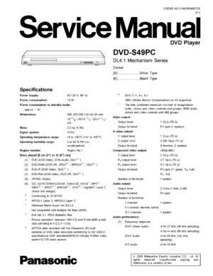 Panasonic dvd s49 service manual cover