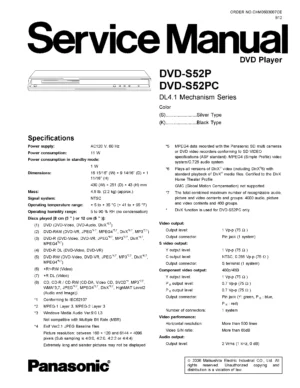 Panasonic dvd s52 service manual cover