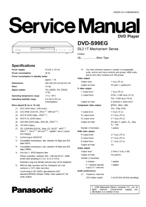 Panasonic dvd s99 + s99eg service manual cover