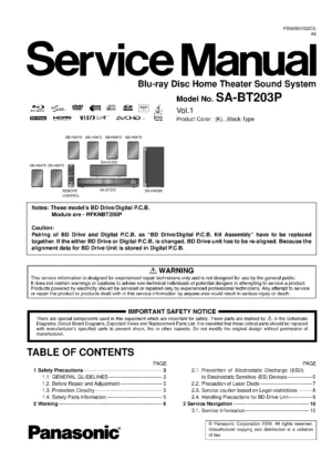 Panasonic sc bt203 bt203p service manual cover