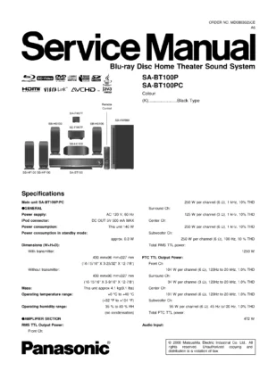 Panasonic sc bt228 service manual cover