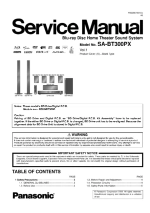 Panasonic sc bt300 bt300px service manual cover
