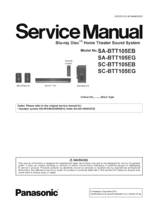 Panasonic sc btt105 btt105eb btt105eg service manual cover