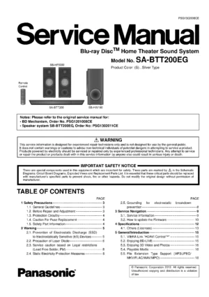 Panasonic sc btt200 btt200eg service manual cover
