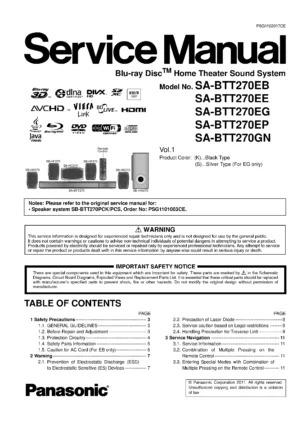 Panasonic sc btt270 service manual cover