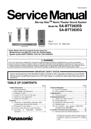 Panasonic sc btt282 service manual cover