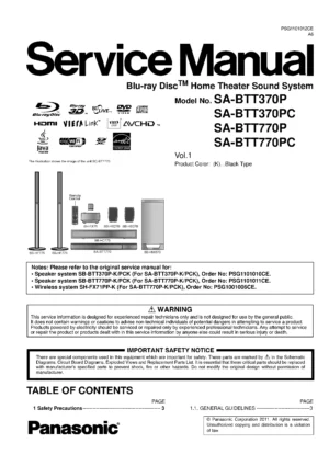 Panasonic sc btt370 service manual cover