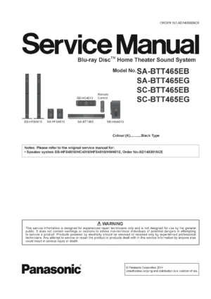 Panasonic sc btt465 btt465eg btt465eb service manual cover