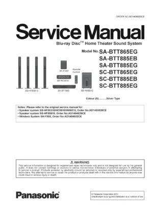 Panasonic sc btt885 btt865 service manual cover