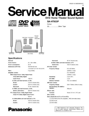 Panasonic sc ht933 service manual cover