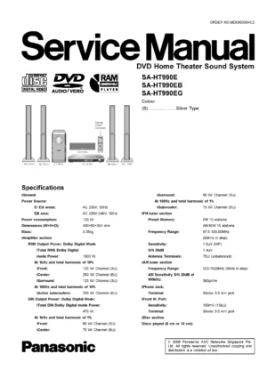 Panasonic sc ht990 service manual cover