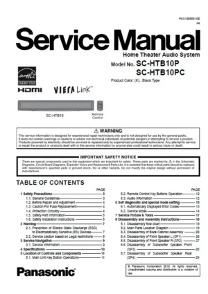 Panasonic sc htb10 p pc service manual cover