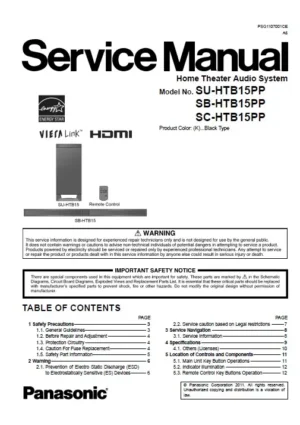 Panasonic sc htb15 pp service manual cover