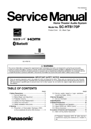 Panasonic sc htb170p service manual cover