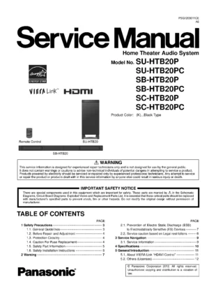 Panasonic sc htb20 htb20p htb20pc service manual cover