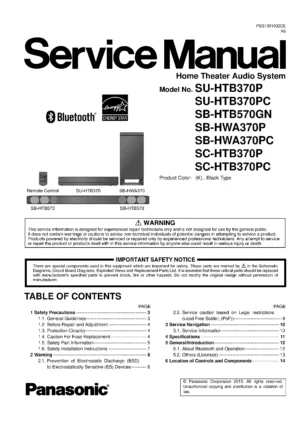 Panasonic sc htb370 service manual cover