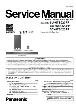 Panasonic sc htb520 pp service manual cover