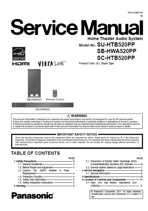 Panasonic sc htb520 pp service manual cover