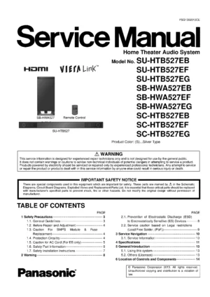 Panasonic sc htb527 sb hwa527 su htb527 service manual cover