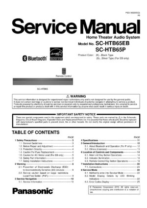 Panasonic sc htb65 service manual cover