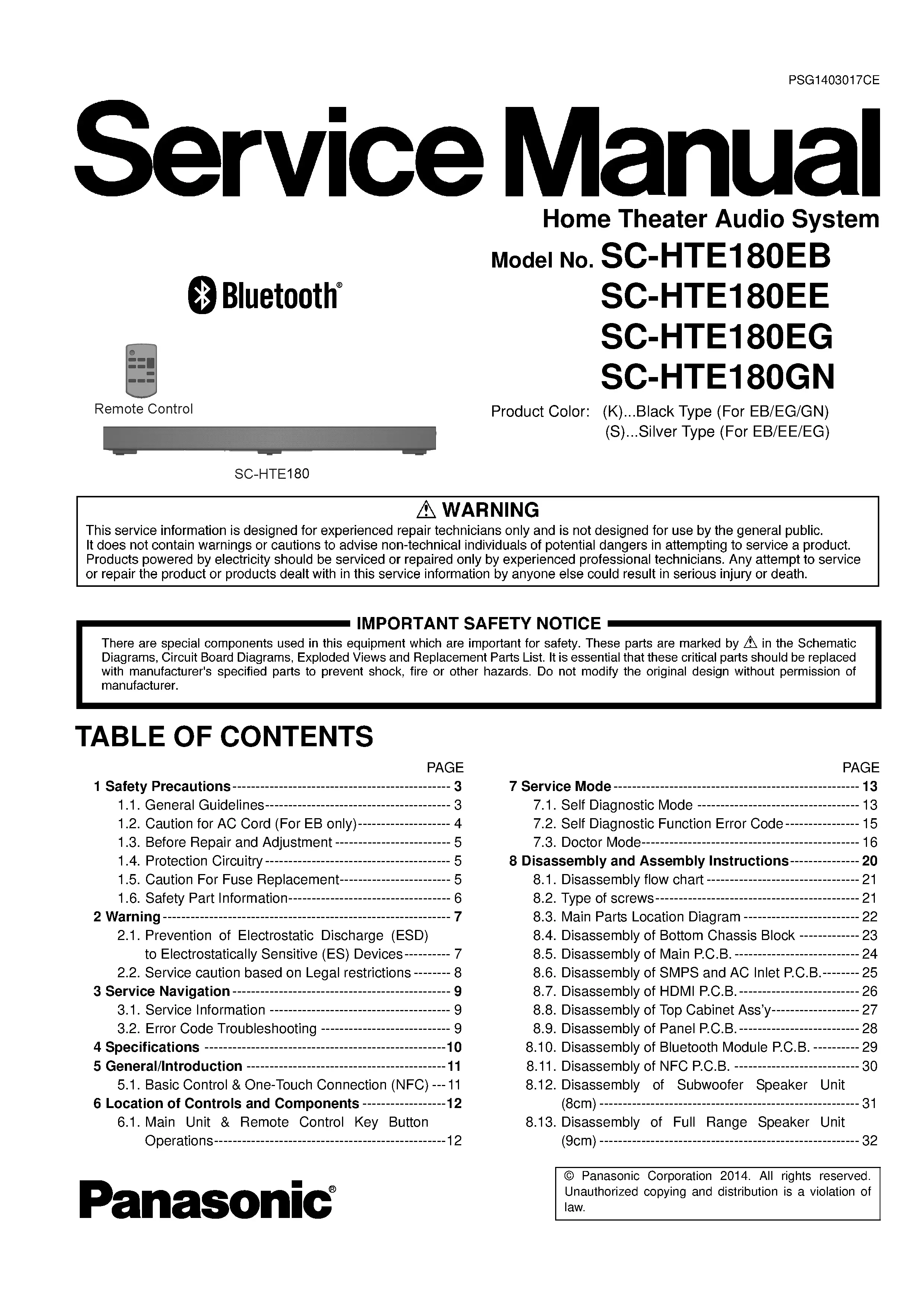 Panasonic sc hte180 service manual cover