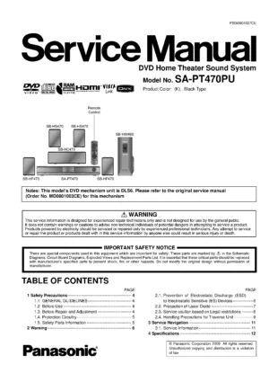 Panasonic sc pt470 pt470pu service manual cover