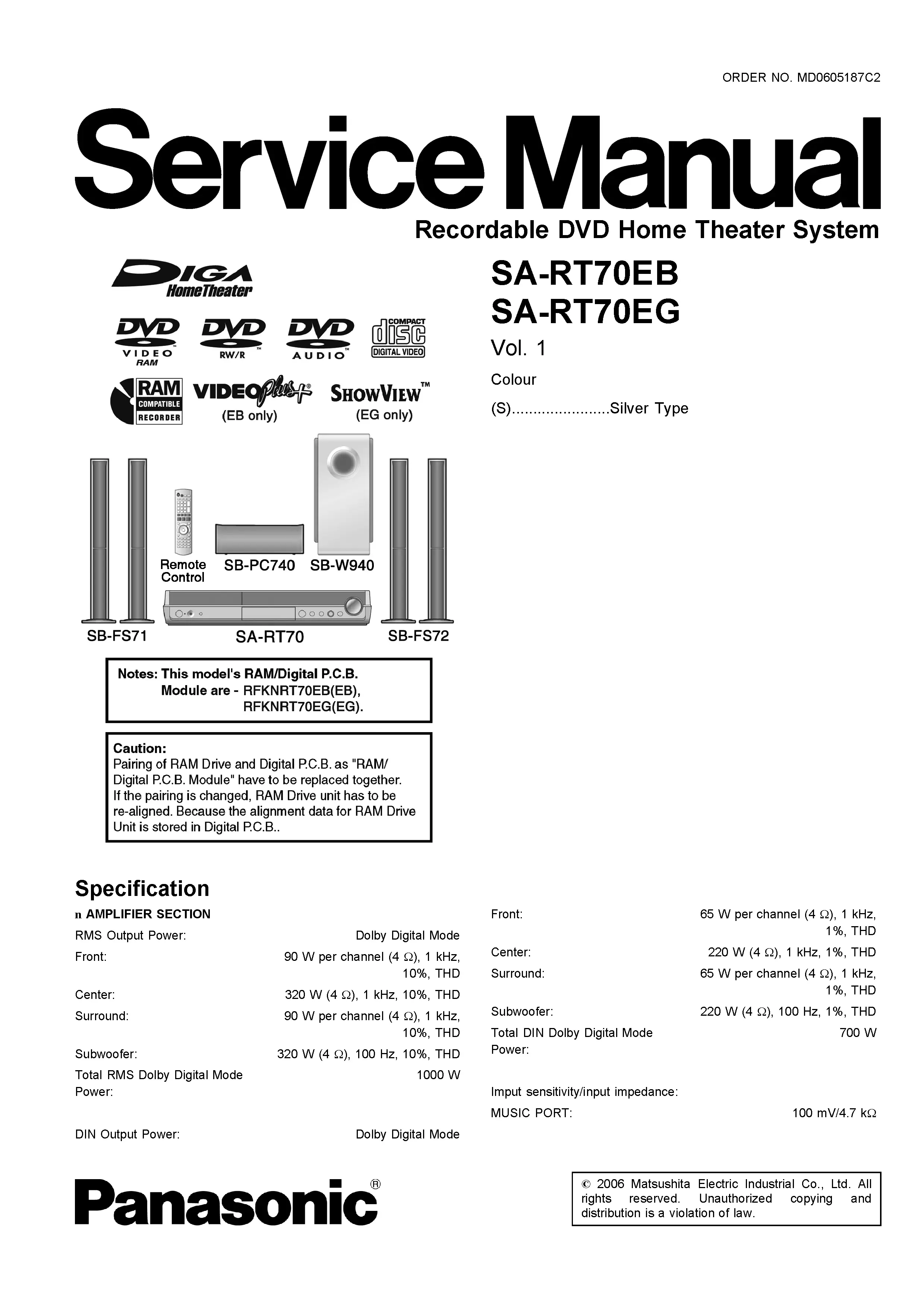 Panasonic sc rt70 rt70eb rt70eg service manual cover