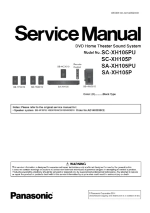 Panasonic sc xh105 service manual cover