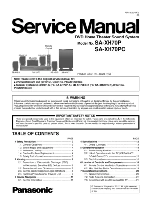 Panasonic sc xh70 service manual cover