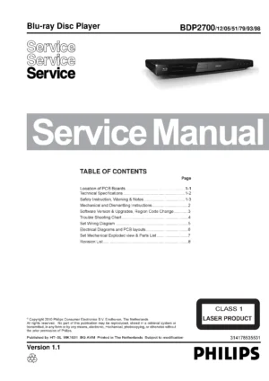 Philips bdp 2700 service manual cover