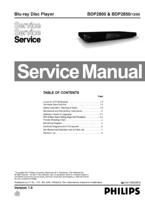 Philips bdp 2800 bdp 2850 service manual cover