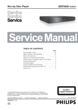 Philips bdp 3000 service manual cover