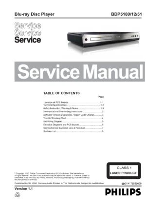 Philips bdp 5180 service manual cover