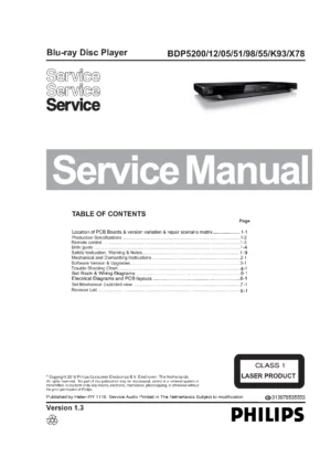 Philips bdp 5200 service manual cover