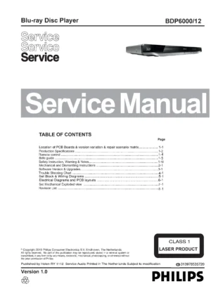 Philips bdp 6000 service manual cover