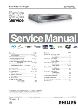 Philips bdp 7500b2 service manual cover