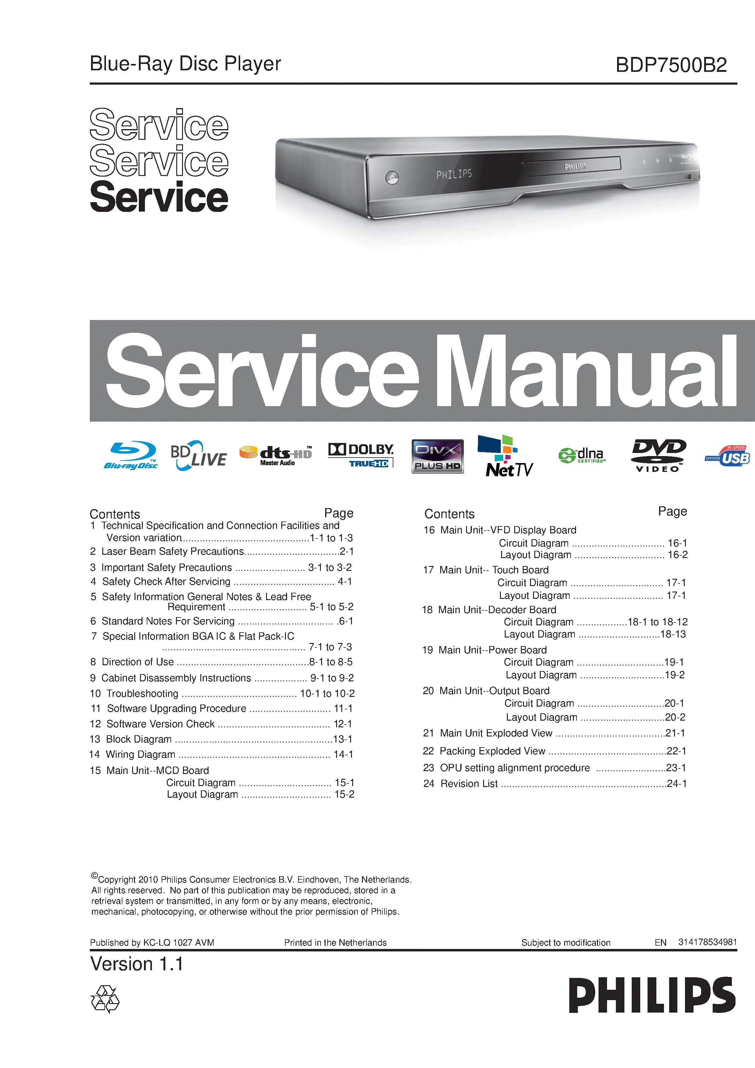 Philips bdp 7500b2 service manual cover
