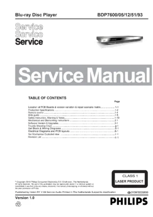 Philips bdp 7600 service manual cover