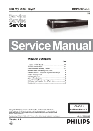 Philips bdp 8000 service manual cover