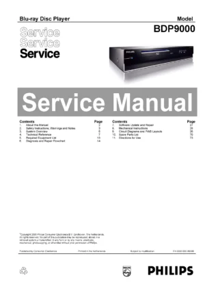 Philips bdp 9000 service manual cover