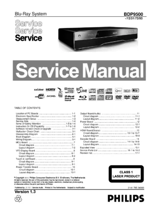 Philips bdp 9500 service manual cover
