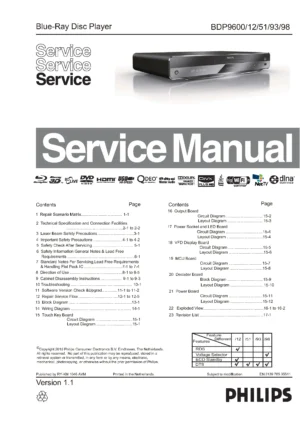 Philips bdp 9600 service manual cover