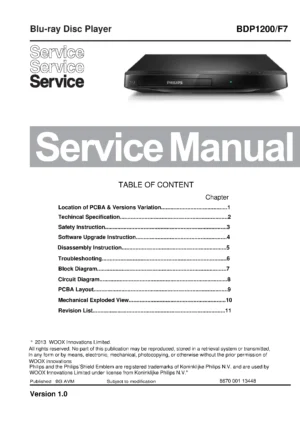 Philips bdp1200 service manual cover