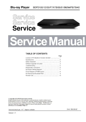 Philips bdp2100 service manual cover