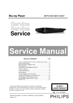Philips bdp2180k service manual cover
