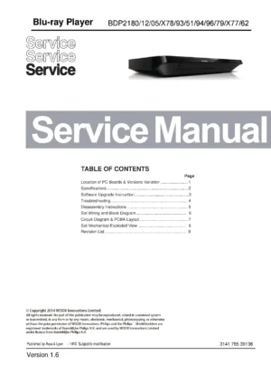 Philips bdp2180x service manual cover