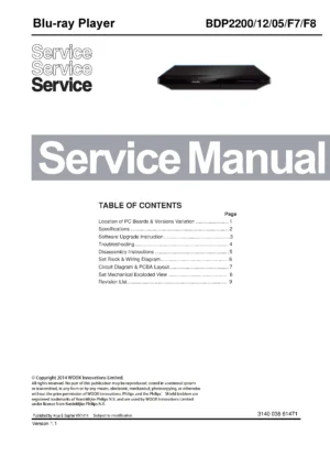Philips bdp2200 service manual cover