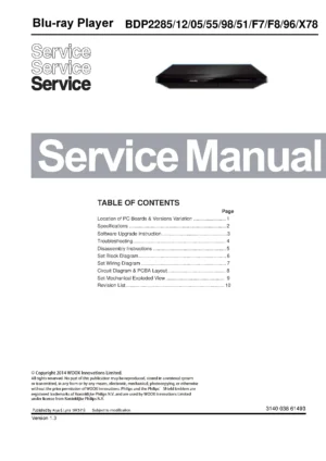 Philips bdp2285 service manual cover