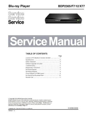 Philips bdp2305 service manual cover
